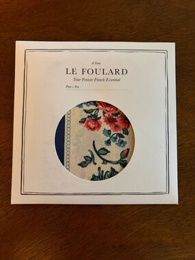 Sezane Floral Silk Scarf in Cream, Red, Blue